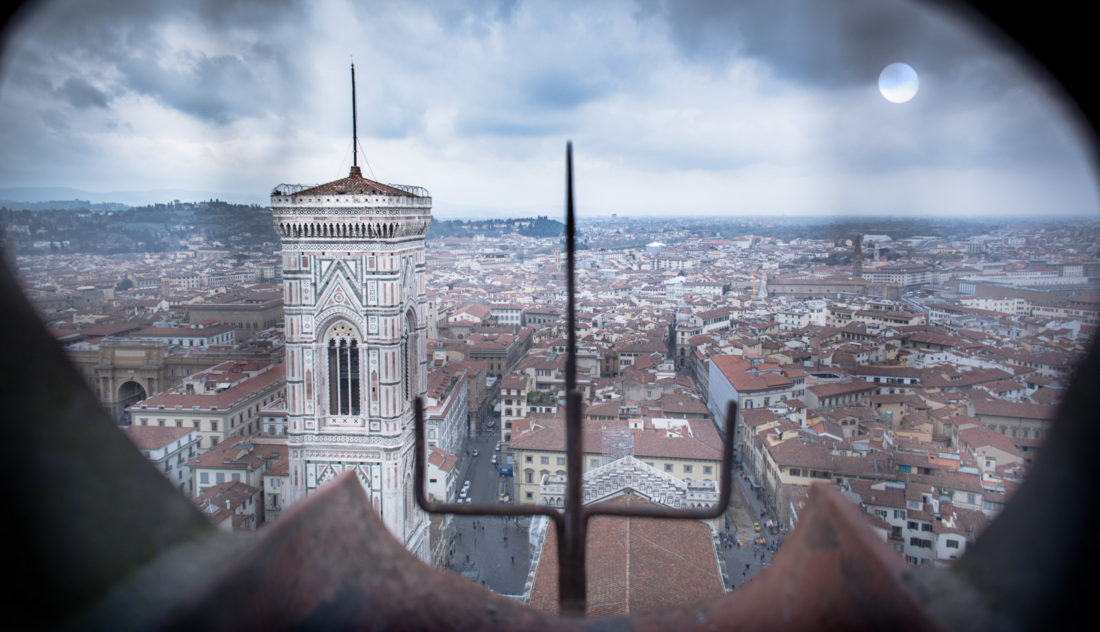 photo of Florence skyline taken from the Duomo with the mooh